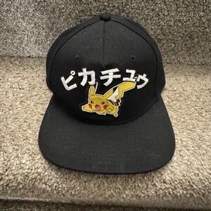 Pokemon Hat Cap Snapback Black Yellow Embroidered Pikachu One size fits most